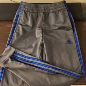 Adidas Gray and Blue Joggers with Elastic Waistband